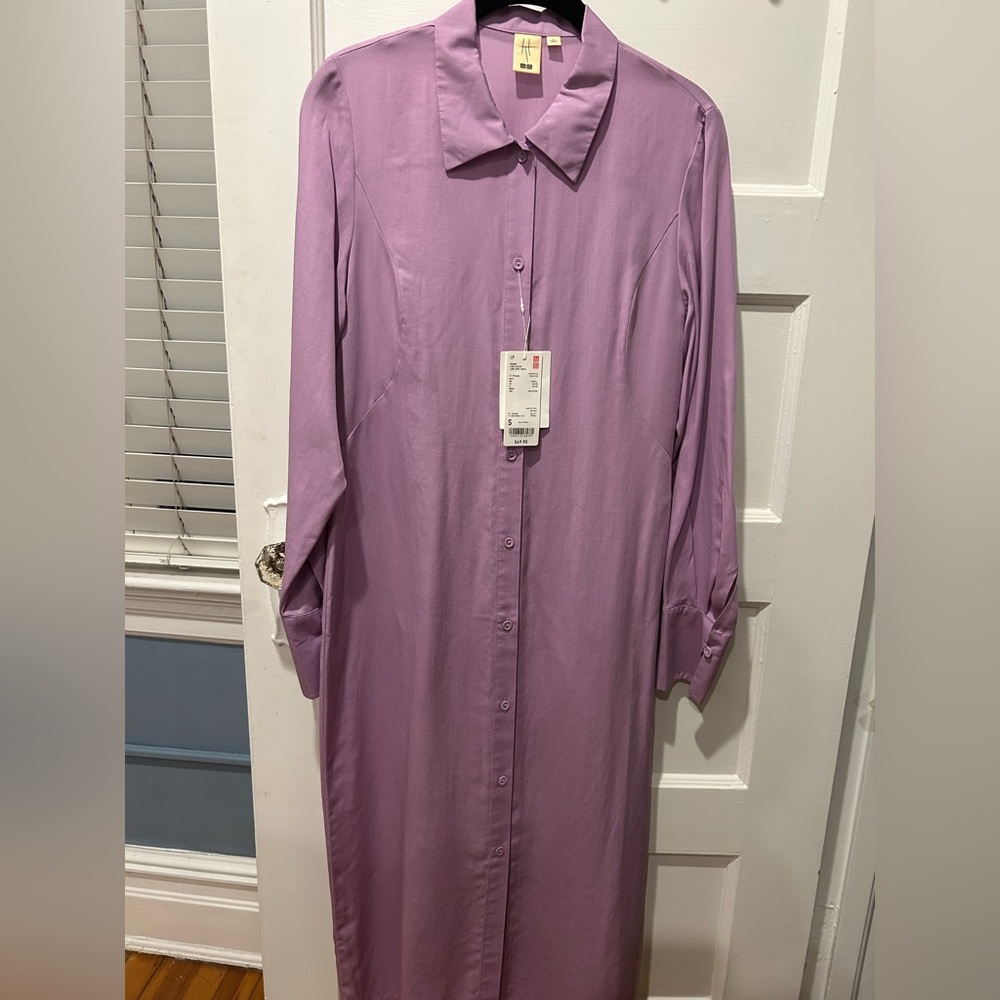 Uniqlo purple midi shirt dress